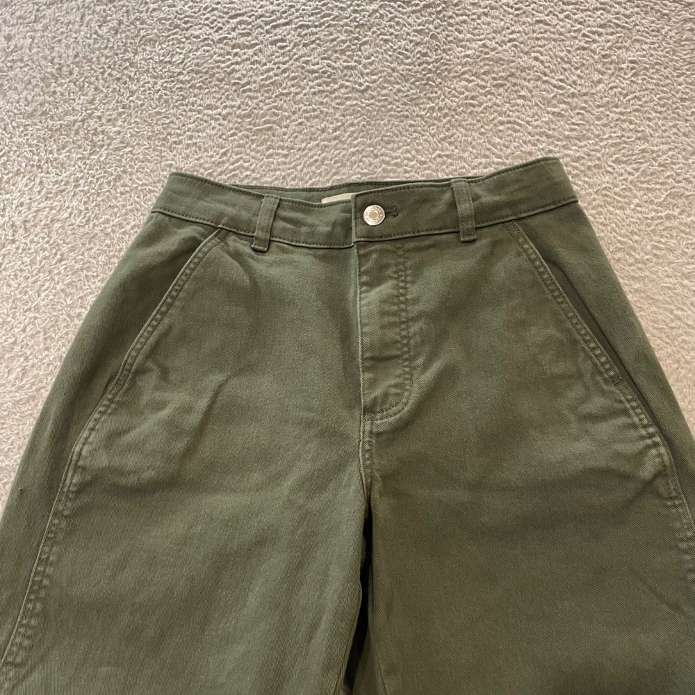 Everlane The Utility Barrel Pant Womens 4R Green High Rise Organic Cotton - Picture 3 of 13